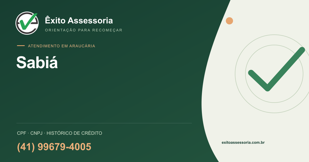 Assessoria de CPF e CNPJ em Sabiá, Araucária · Êxito · (41) 99679-4005