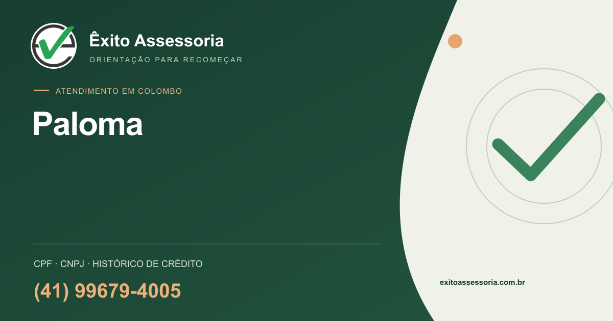Assessoria de CPF e CNPJ em Paloma, Colombo · Êxito · (41) 99679-4005