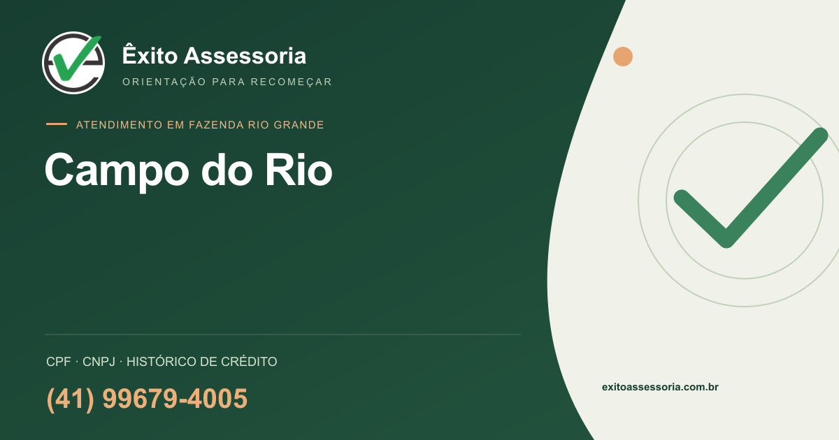 Assessoria de CPF e CNPJ em Campo do Rio, Fazenda Rio Grande · Êxito · (41) 99679-4005