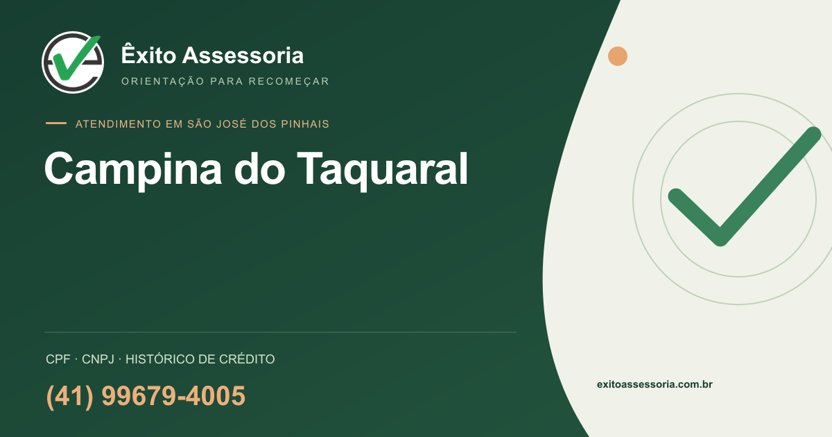Assessoria de CPF e CNPJ em Campina do Taquaral, São José dos Pinhais · Êxito · (41) 99679-4005
