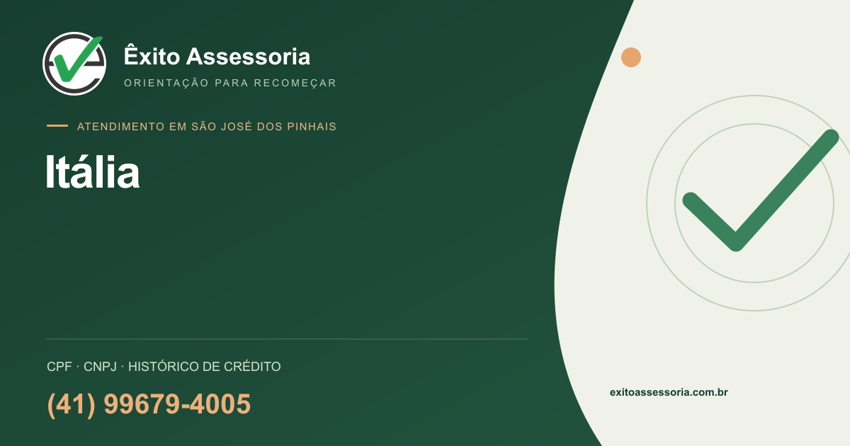 Assessoria de CPF e CNPJ em Itália, São José dos Pinhais · Êxito · (41) 99679-4005