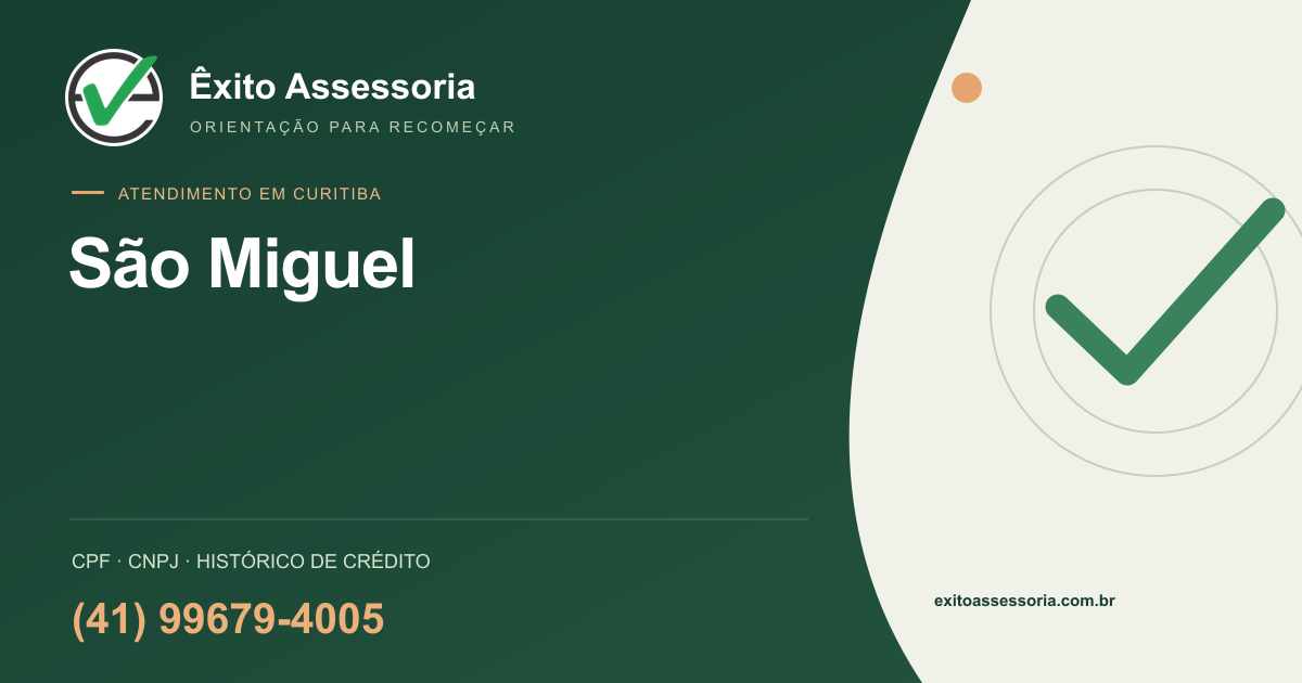 Assessoria de CPF e CNPJ em São Miguel, Curitiba · Êxito · (41) 99679-4005